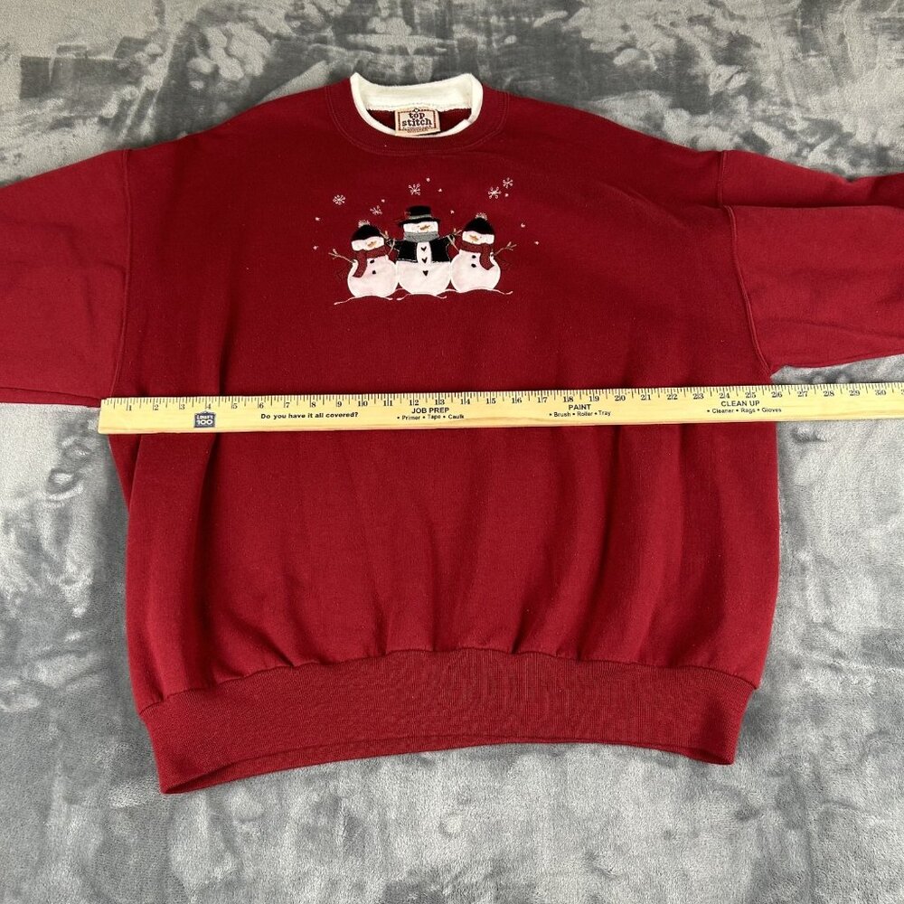 Vintage Top Stitch by Morning Sun Sweatshirt Size 2X Red Snowman Grandma Comfy - Picture 4 of 8